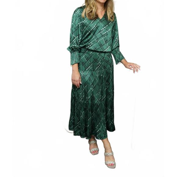 NEW CURRENT AIR daisy pleated skirt in dark green - Picture 1 of 2